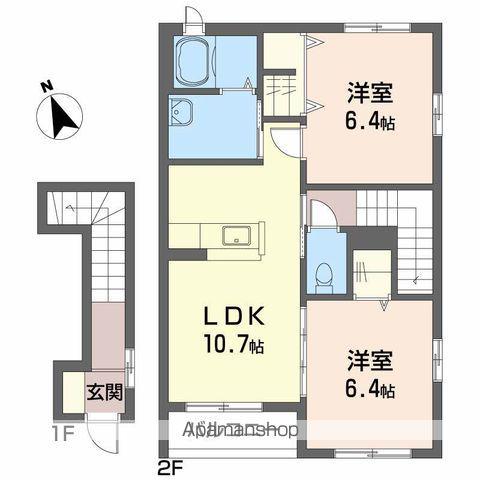 クラヴィエ沖洲 2(2LDK/2階)の間取り写真