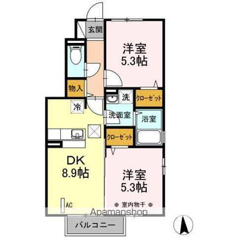 中ノ町タウン A(2DK/1階)の間取り写真