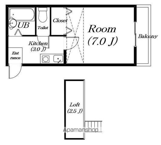 レオパレス大津(1K/1階)の間取り写真