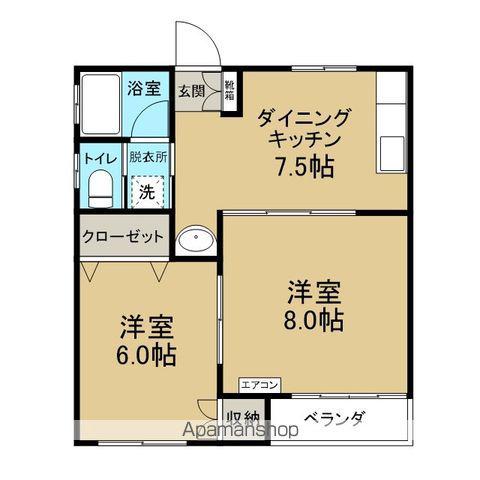 グリーンフィールド(2DK/1階)の間取り写真