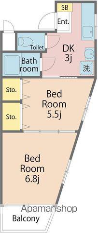 シャトル沖浜(2K/1階)の間取り写真