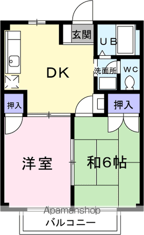 ニューシティ宇多津(2DK/1階)の間取り写真