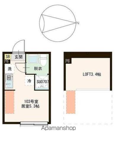 ハーモニーテラス春日町Ⅵ(ワンルーム/1階)の間取り写真