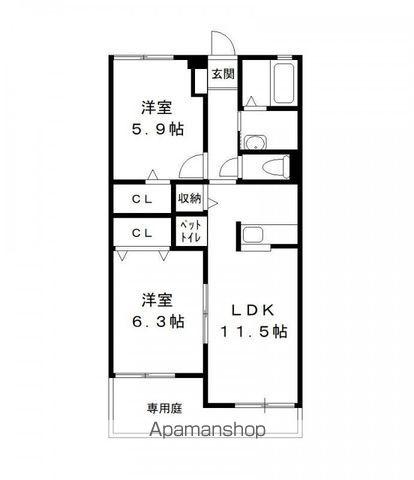 グリーンビレッジⅡ(2LDK/1階)の間取り写真