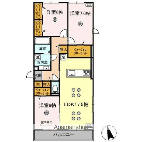 リトルノナチカ(3LDK/2階)の間取り写真