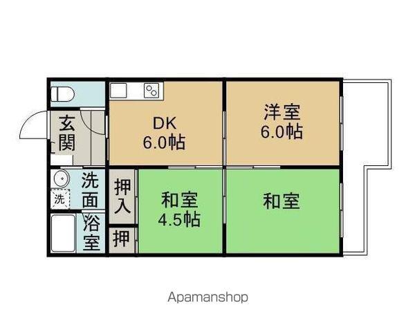 岩田マンション2号棟(3DK/1階)の間取り写真