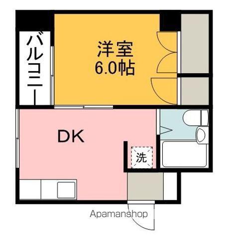 GARDEN 南観音(1DK/5階)の間取り写真