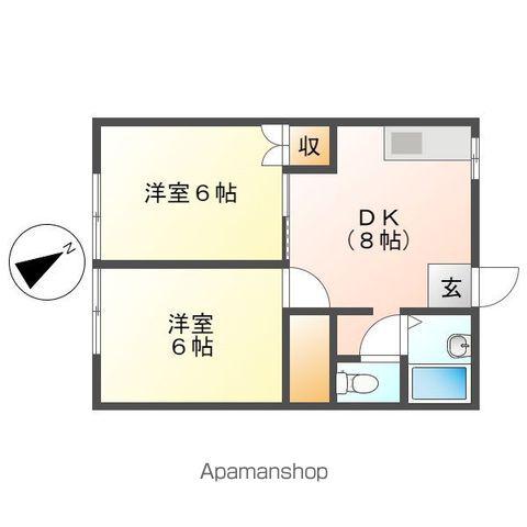 ルーミー湖北1号館(2DK/1階)の間取り写真