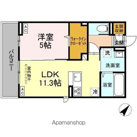 ディアライズ久米中央(1LDK/2階)の間取り写真