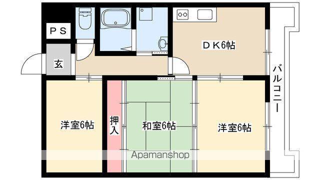 藤森ハイム(3LDK/4階)の間取り写真