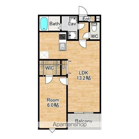 ジーメゾン石津町東プリシエ(1LDK/2階)の間取り写真