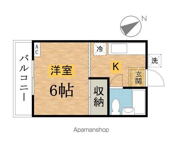 ライトハイツ(ワンルーム/2階)の間取り写真