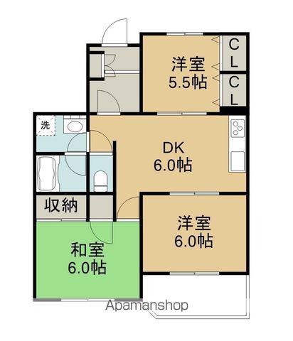 ディアコート1番館(3DK/1階)の間取り写真