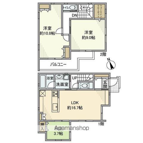 東武鉄道東上線 朝霞駅 徒歩17分 2階建 築9年(3LDK)の間取り写真