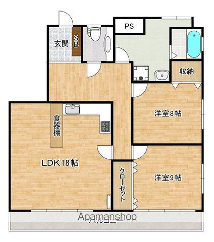 ハートウイング(2LDK/8階)の間取り写真