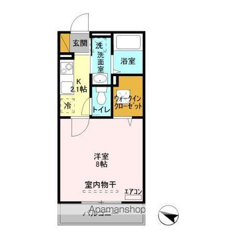 アクアマリン(1K/1階)の間取り写真