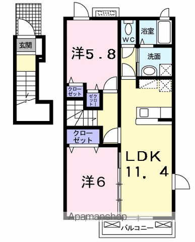 ブリーズ・ハウス(2LDK/2階)の間取り写真