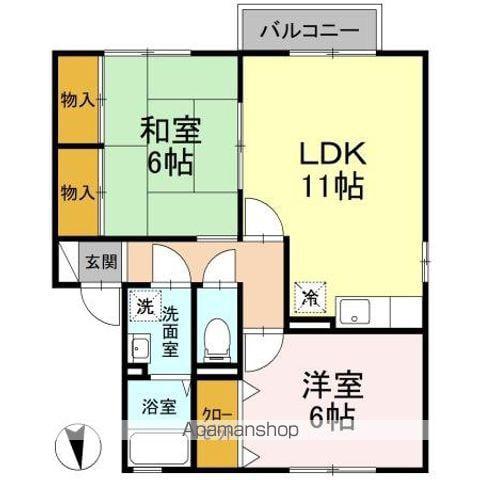 プラザ・ルミエール弐番館 A(2LDK/2階)の間取り写真