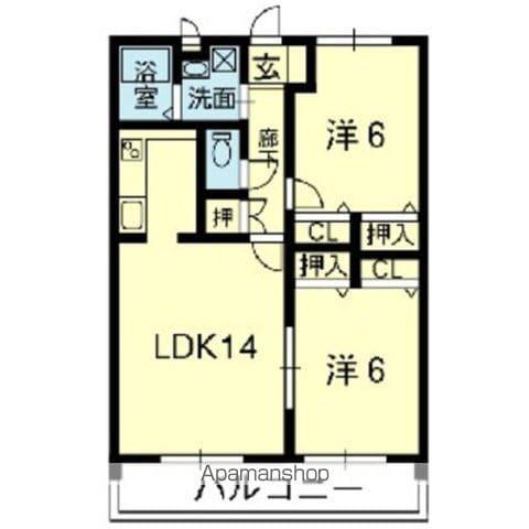 アベニュー山室(2LDK/4階)の間取り写真