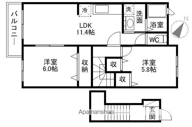 インフィニティ・フォレスト(2LDK/2階)の間取り写真
