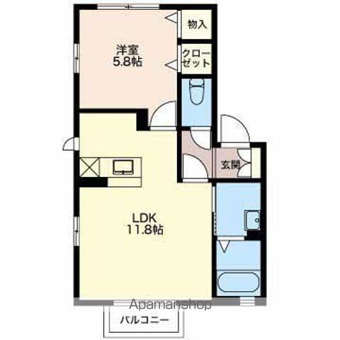 シャーメゾン 高田D棟(1LDK/1階)の間取り写真