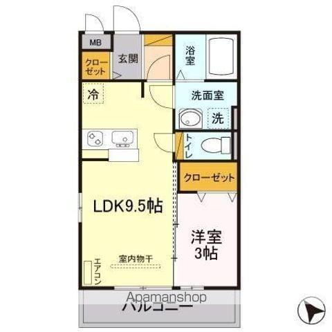 グリシーヌA(1LDK/2階)の間取り写真