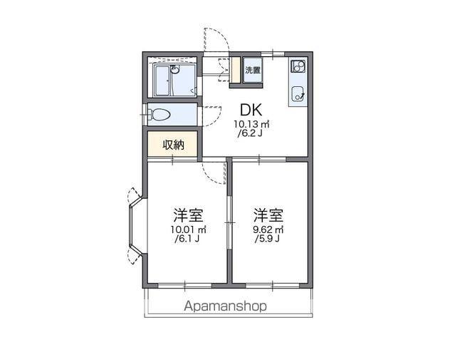 レオパレス本城東六番館(2DK/2階)の間取り写真