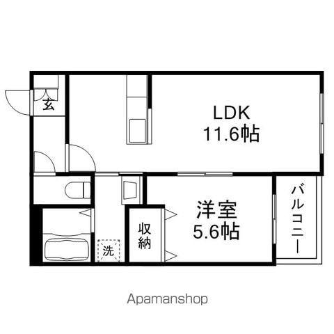 ハートフル ホティック(1LDK/1階)の間取り写真