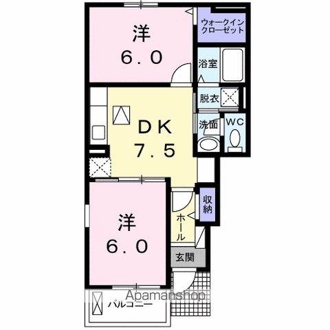 プラン ソレイユ A(2DK/1階)の間取り写真