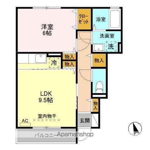 ルーエ彩(1LDK/1階)の間取り写真