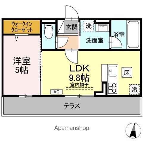 DーROOM新白河 II(1LDK/1階)の間取り写真