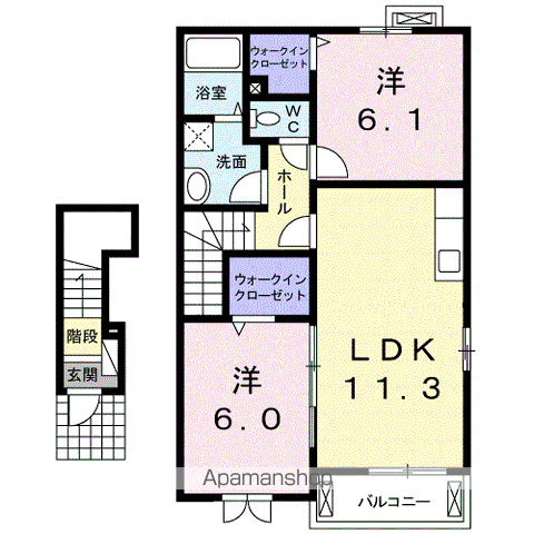 ロジュマングラシューI(2LDK/2階)の間取り写真