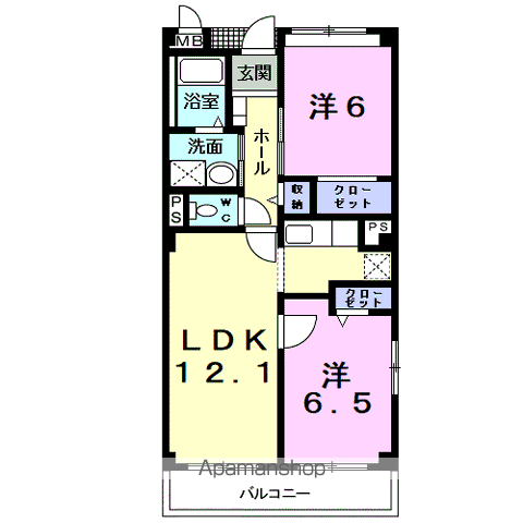 グレイスフル(2LDK/3階)の間取り写真