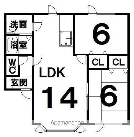 コーポしず(2LDK/2階)の間取り写真