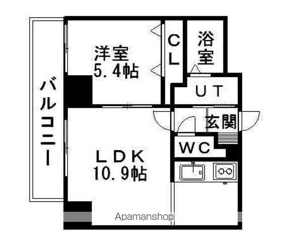 N6ウエスト11・M(1LDK/4階)の間取り写真