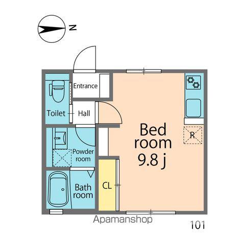 ボンヌ エトワール(ワンルーム/1階)の間取り写真