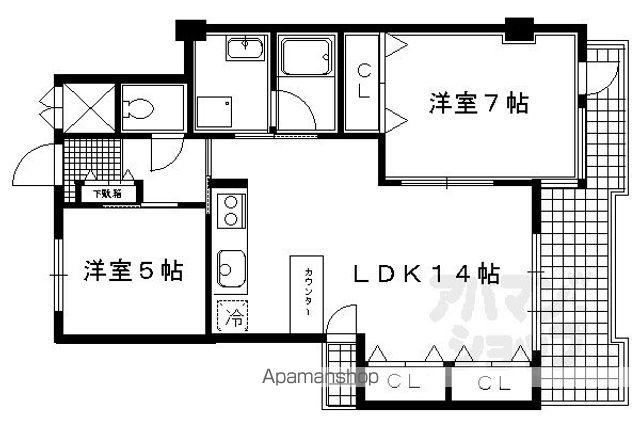 御所西ロイヤルプラザ(2LDK/3階)の間取り写真
