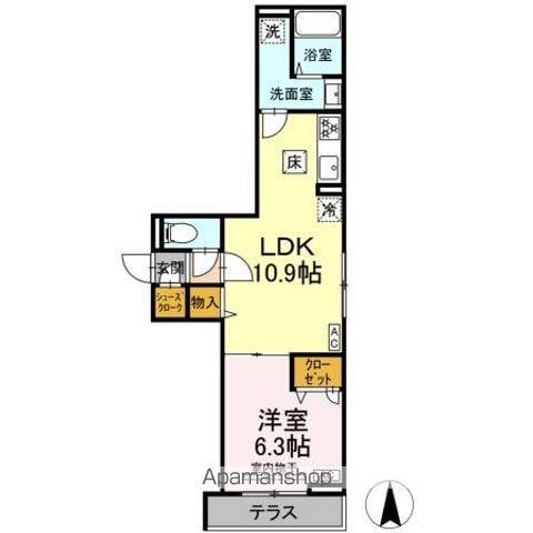 D PAINA 今井南町(1LDK/1階)の間取り写真