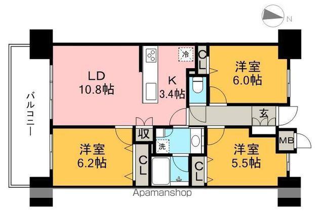 ポレスター越前町(3LDK/4階)の間取り写真
