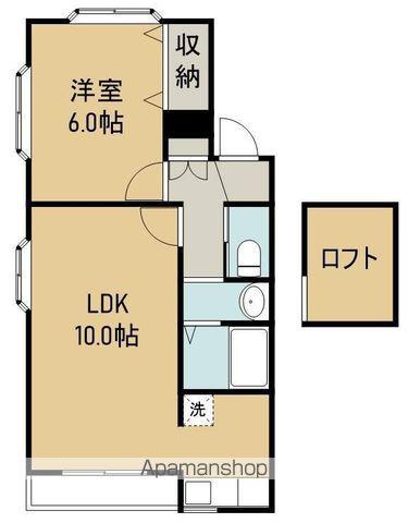 キャステ-ル砂押1(1LDK/2階)の間取り写真