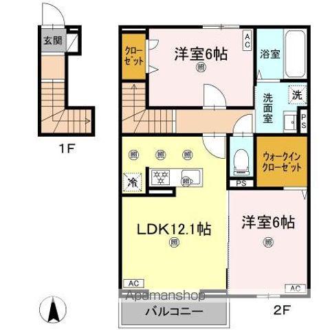 フィオーレガーデン阿南(2LDK/2階)の間取り写真