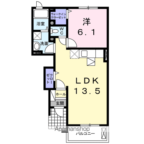 ブローテ A(1LDK/1階)の間取り写真