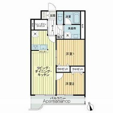 第2スカイハイム(2LDK/5階)の間取り写真