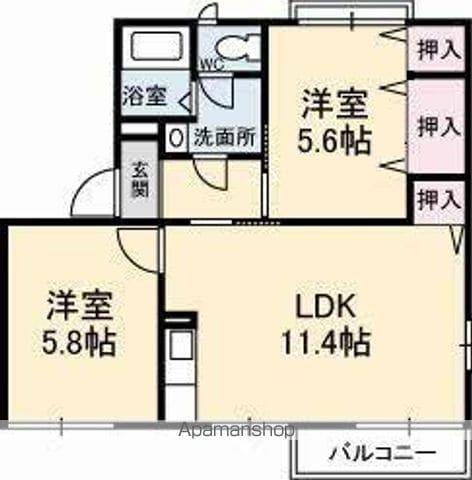 エスポアール(2LDK/1階)の間取り写真