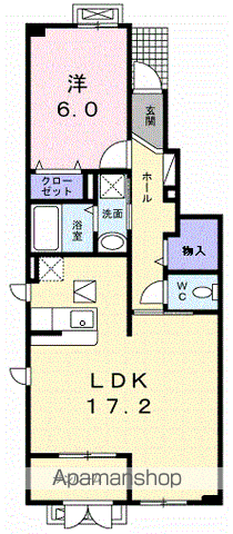 フレスクーラ・ムーン(1LDK/1階)の間取り写真