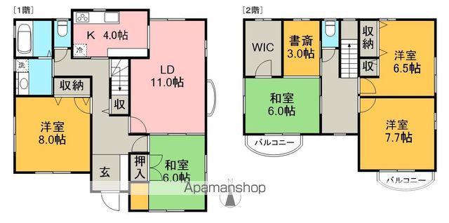 高知県吾川郡いの町 2階建 築33年(5SLDK)の間取り写真
