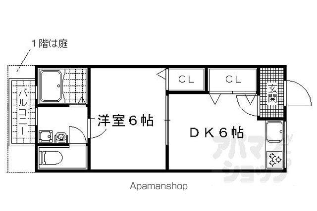 サンローラン久我の杜(1DK/2階)の間取り写真