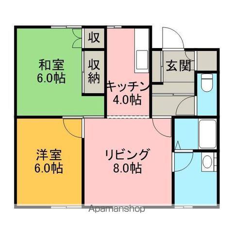 聖風マンション(2LDK/2階)の間取り写真