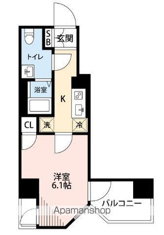 メディフィス横濱関内(1K/2階)の間取り写真