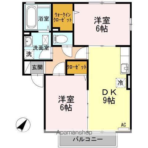 メゾンルージェB(2DK/2階)の間取り写真